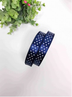 Лента атласная в горошек 1,5см. бобина 22-23метра (темно-синий)